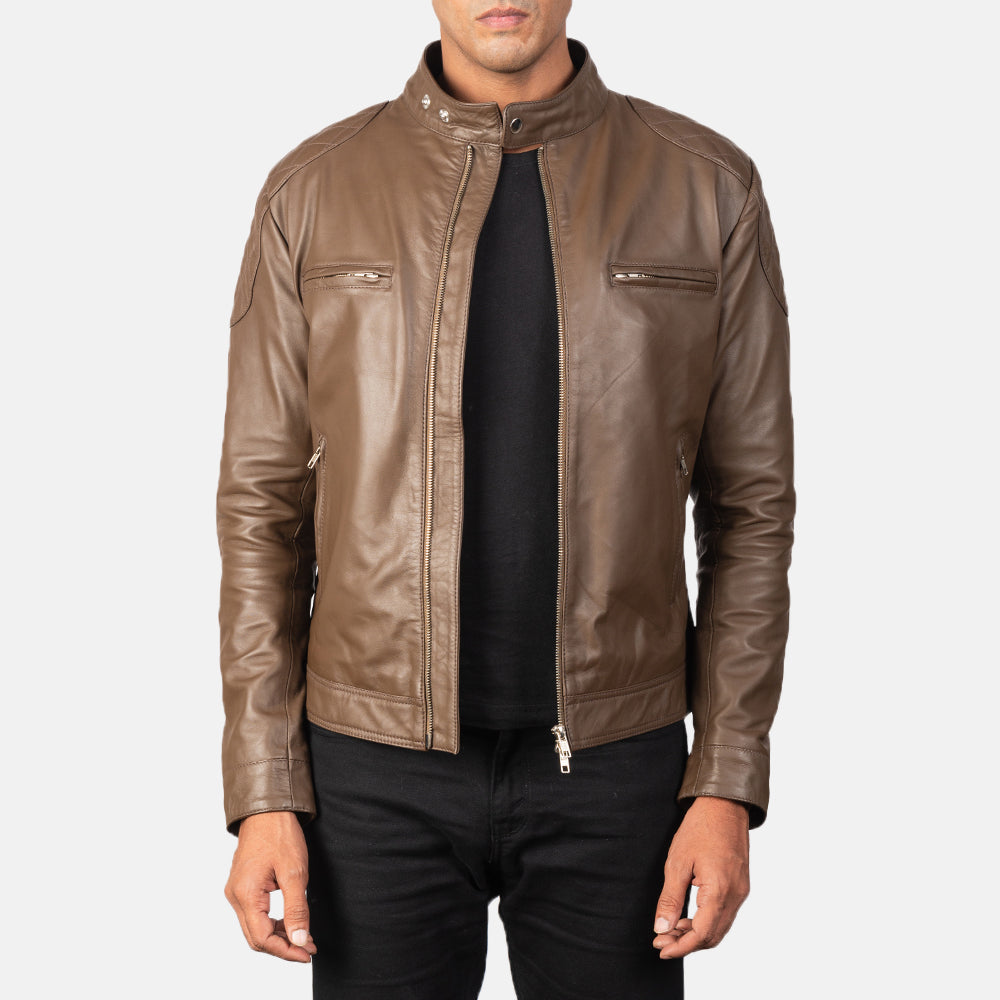 Gatsby Dark Brown Sheepskin Leather Moto Jacket