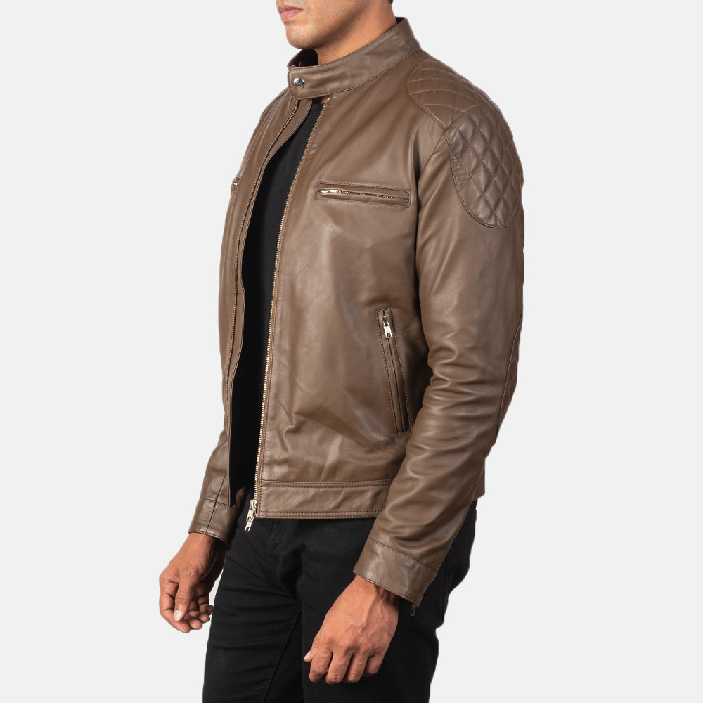 Gatsby Dark Brown Sheepskin Leather Moto Jacket