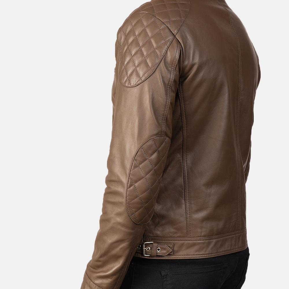 Gatsby Dark Brown Sheepskin Leather Moto Jacket