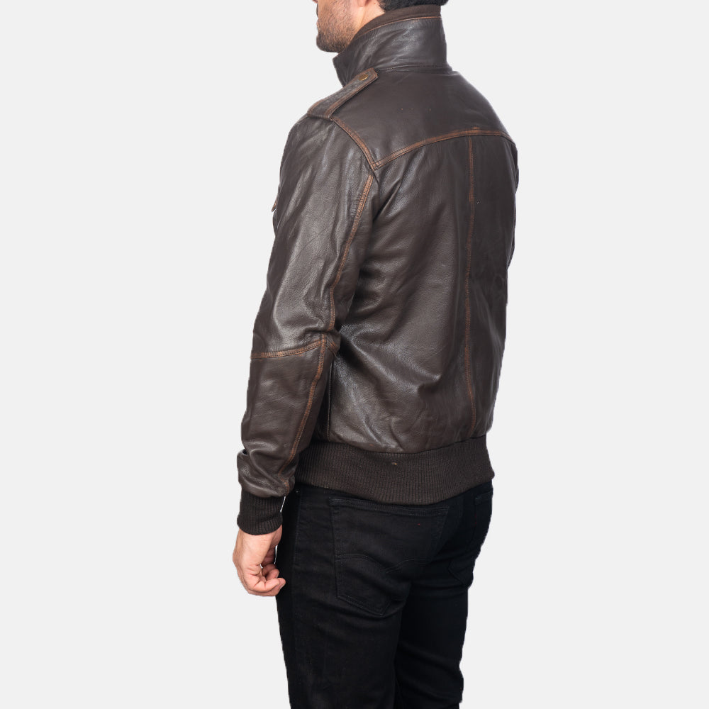 Glen Street Brown Goatskin Bomber Leather Jacket