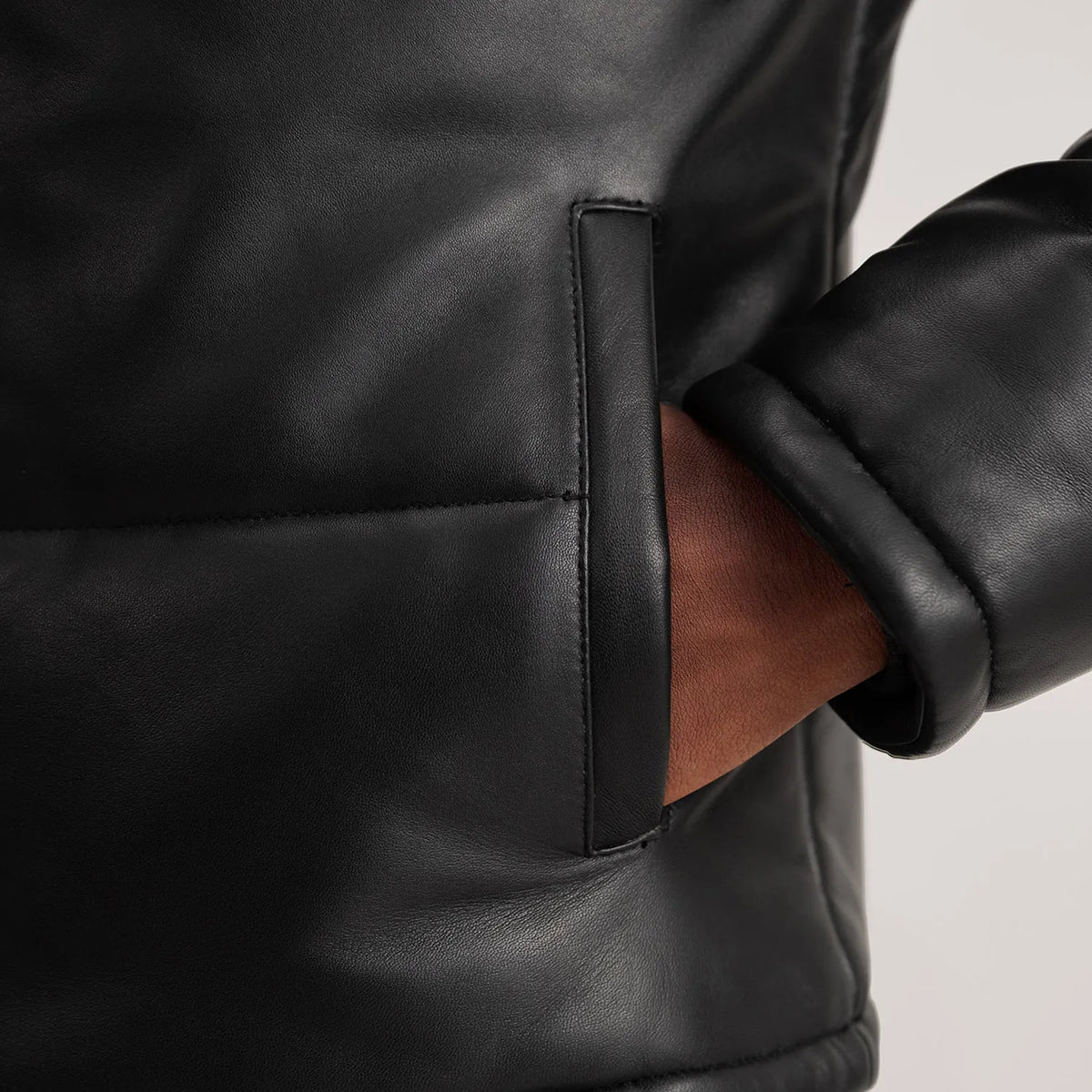 Gordon Black Hooded Sheepskin Leather Puffer Jacket