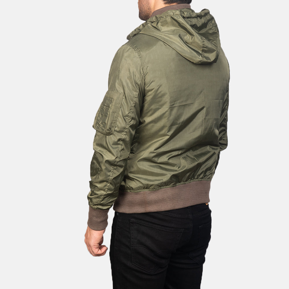 Hanklin MA-1 Green Hooded Nylon Bomber Jacket