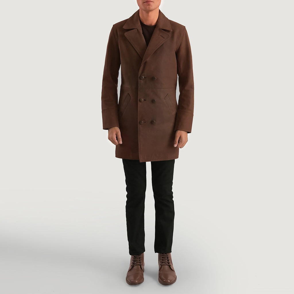 Half Life Distressed Brown Cowhide Leather Coat