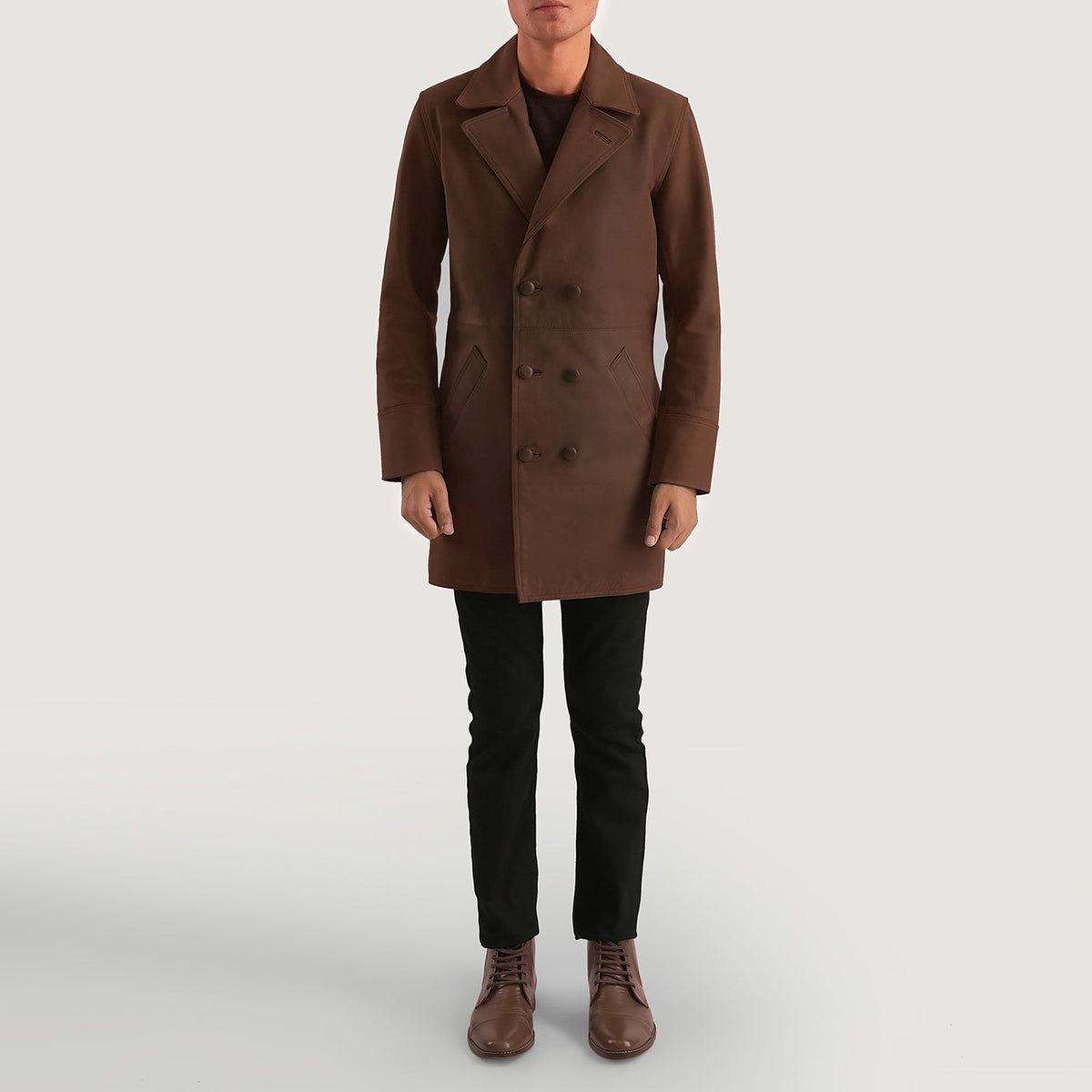 Half Life Distressed Brown Cowhide Leather Coat