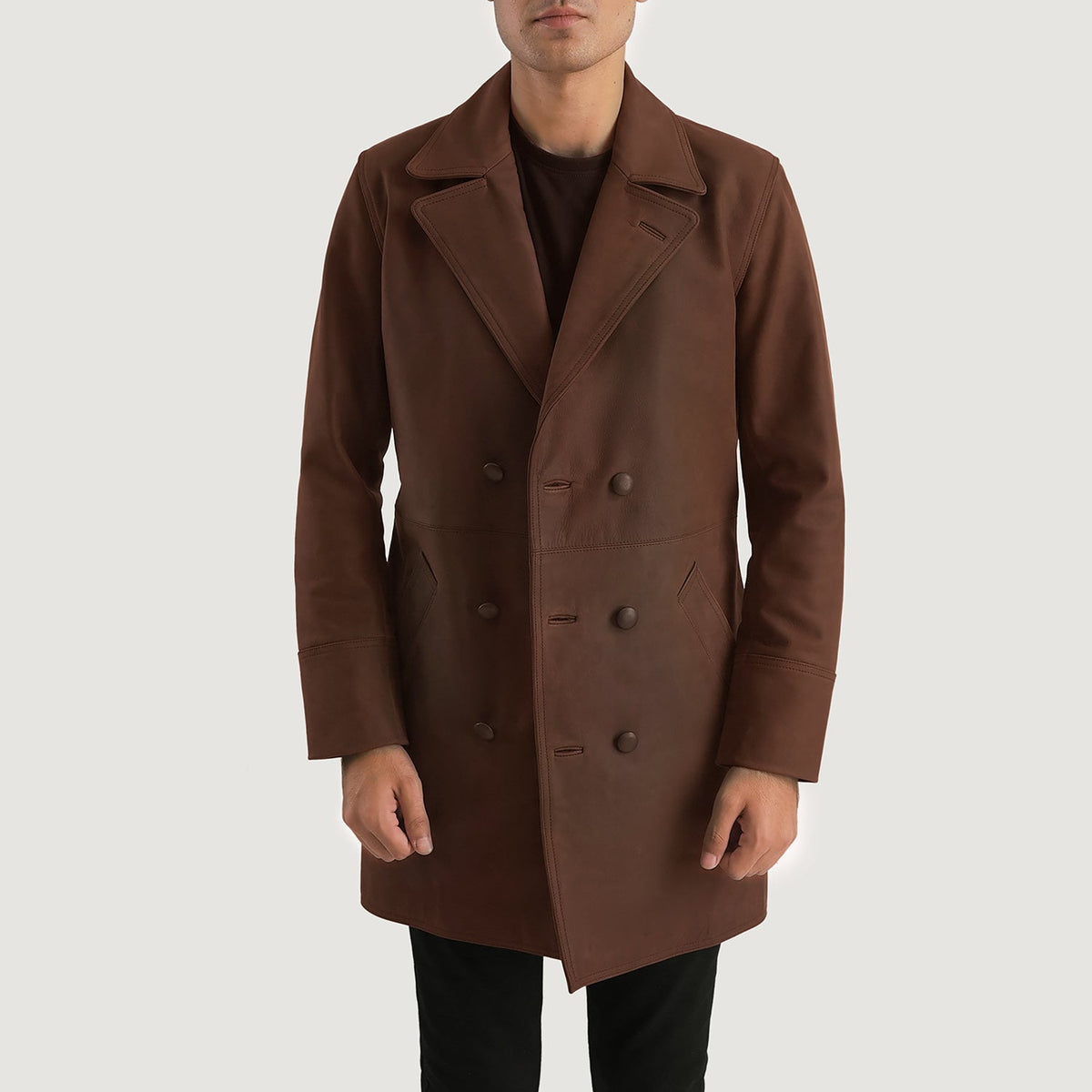 Half Life Distressed Brown Cowhide Leather Coat