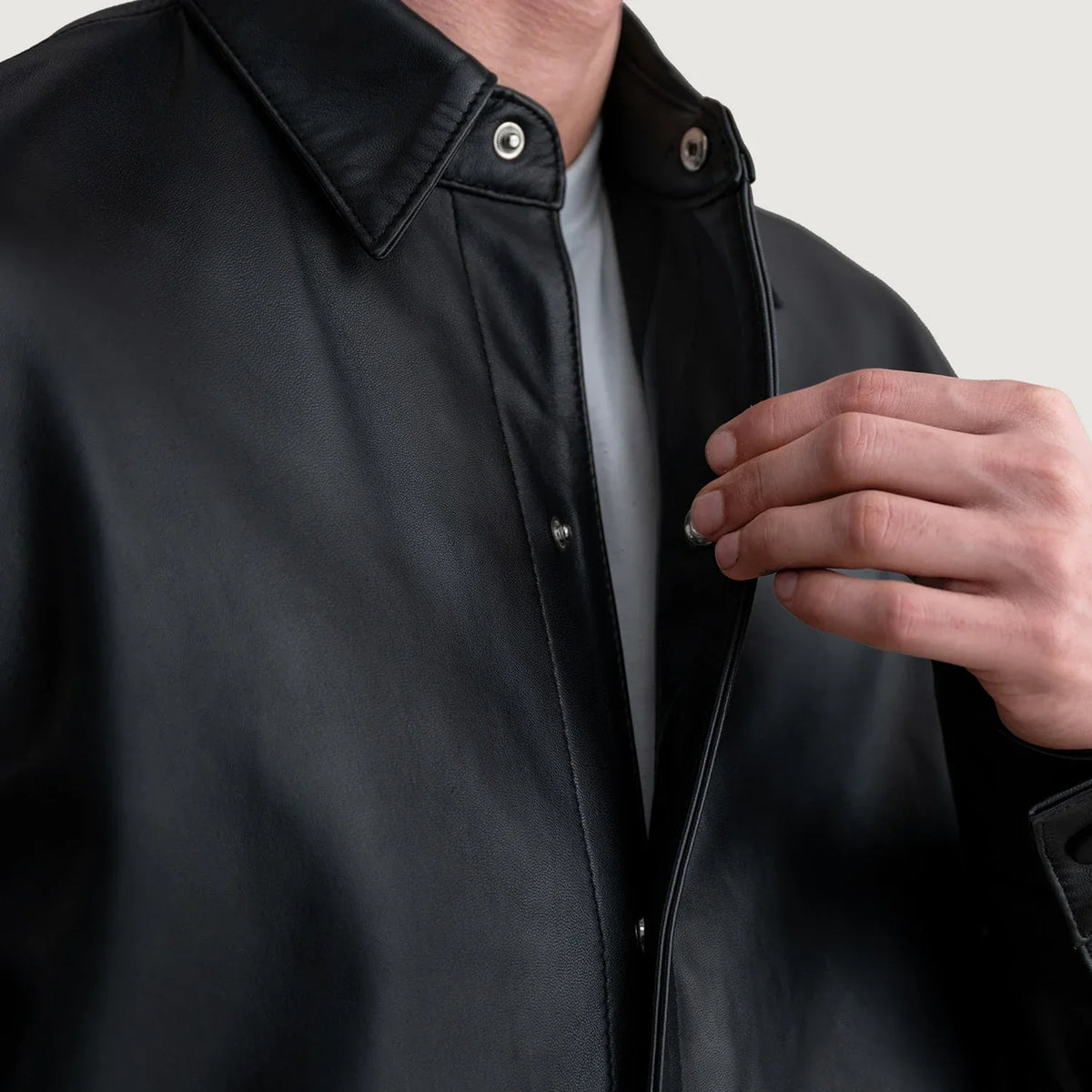 Haven Black Sheepskin Leather Shirt