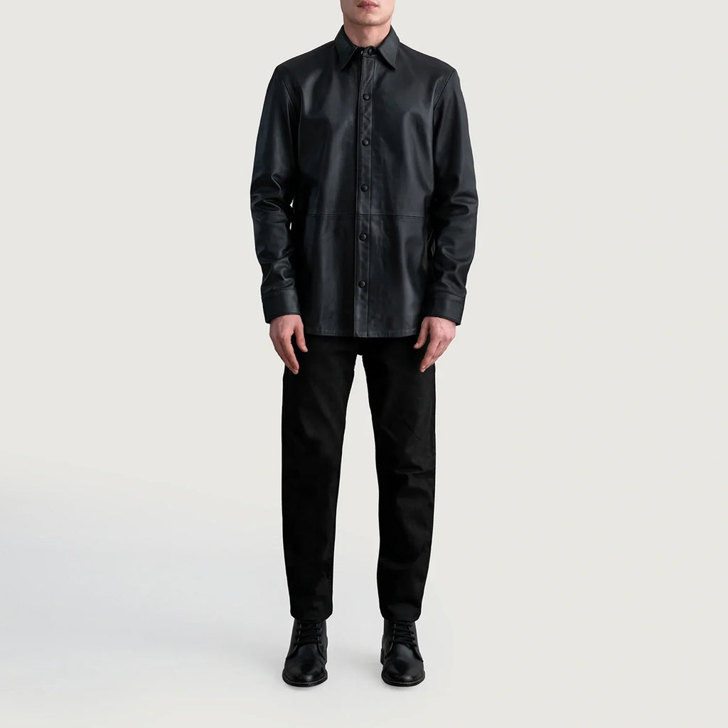 Haven Black Sheepskin Leather Shirt