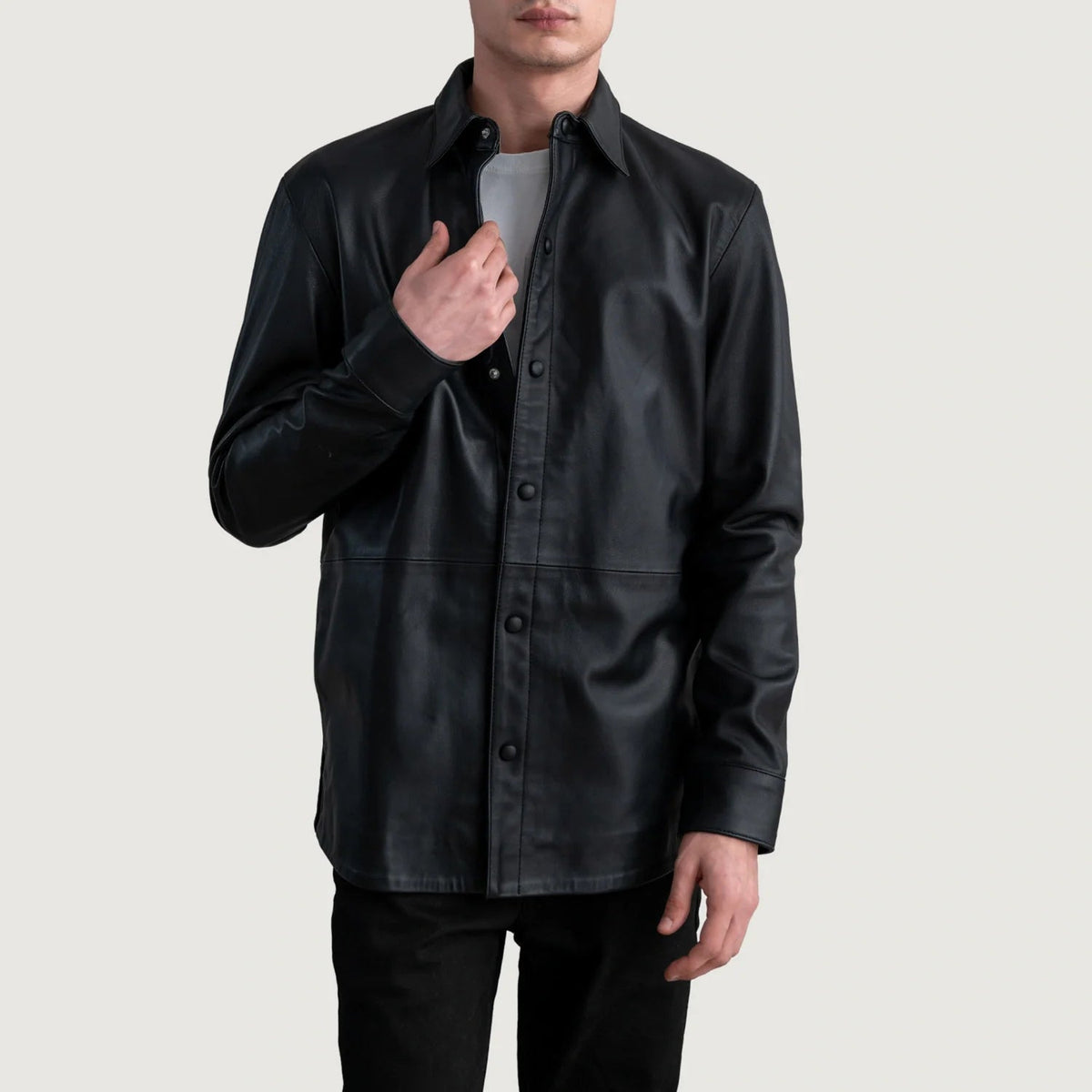 Haven Black Sheepskin Leather Shirt
