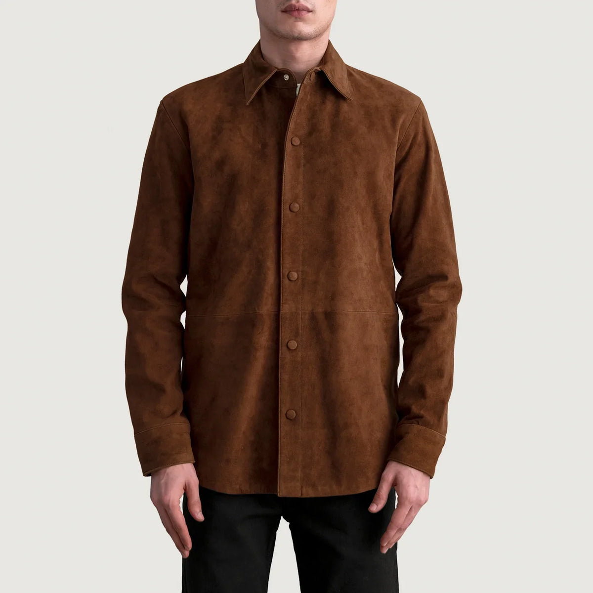 Haven Brown Suede Goatskin Leather Shirt