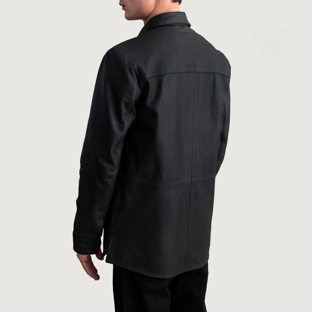 Haven Matte Black Cowhide Leather Shirt