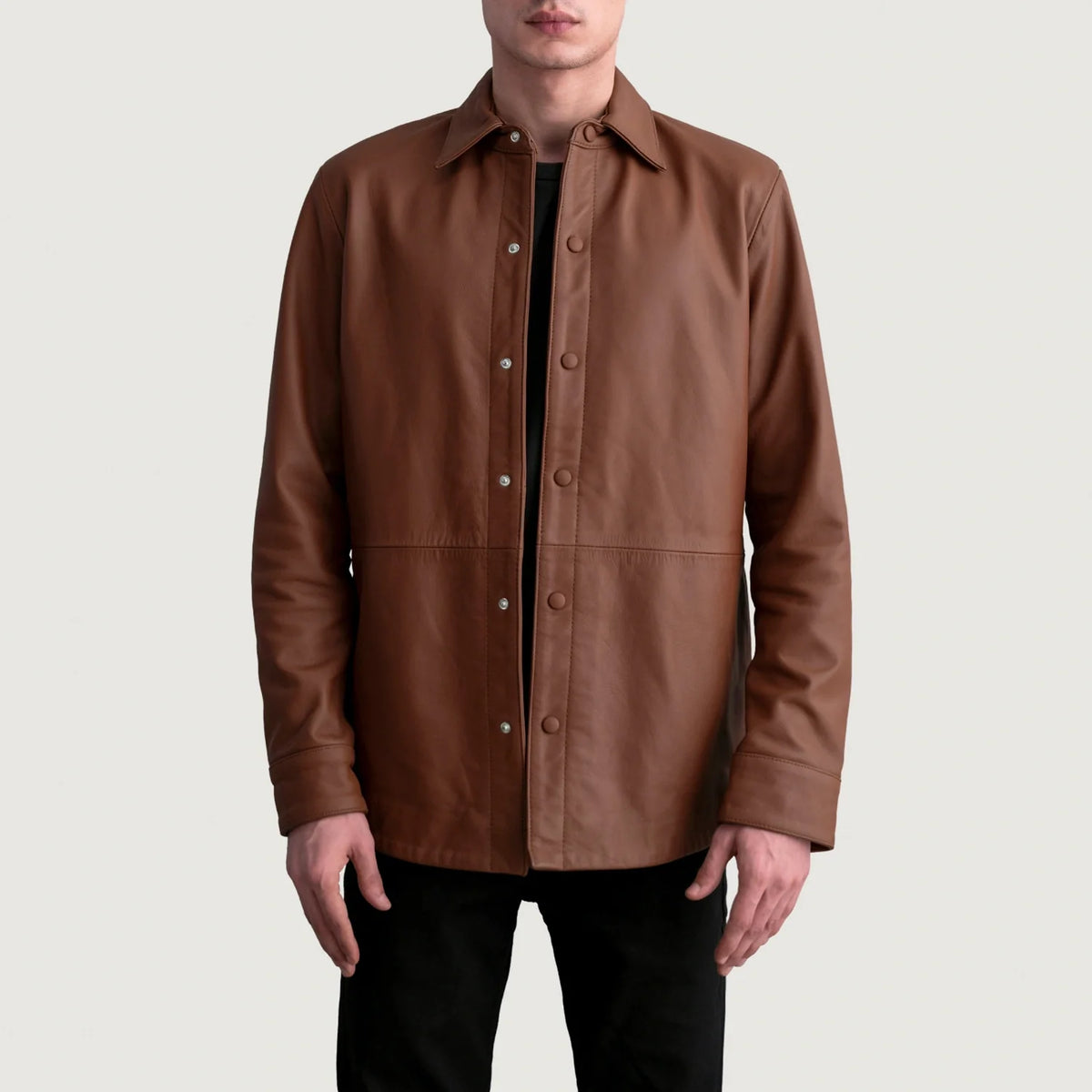 Haven Matte Brown Cowhide Leather Shirt