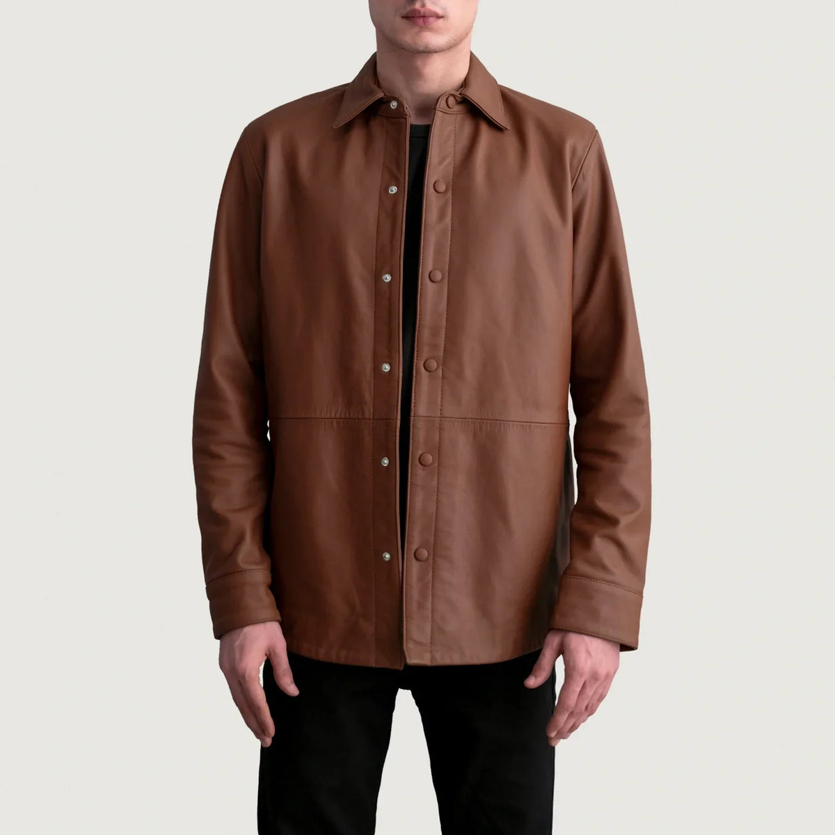 Haven Matte Brown Cowhide Leather Shirt