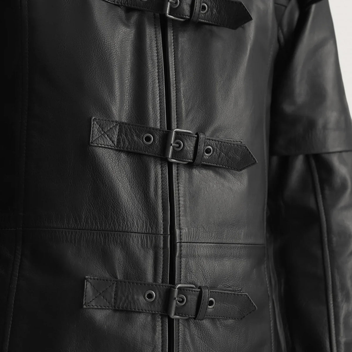 Huntsman Black Hooded Cowhide Trench Coat