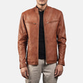 Ionic Brown Sheepskin Leather Biker Jacket
