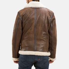 Forest Distressed Brown Double Face Shearling Jacket