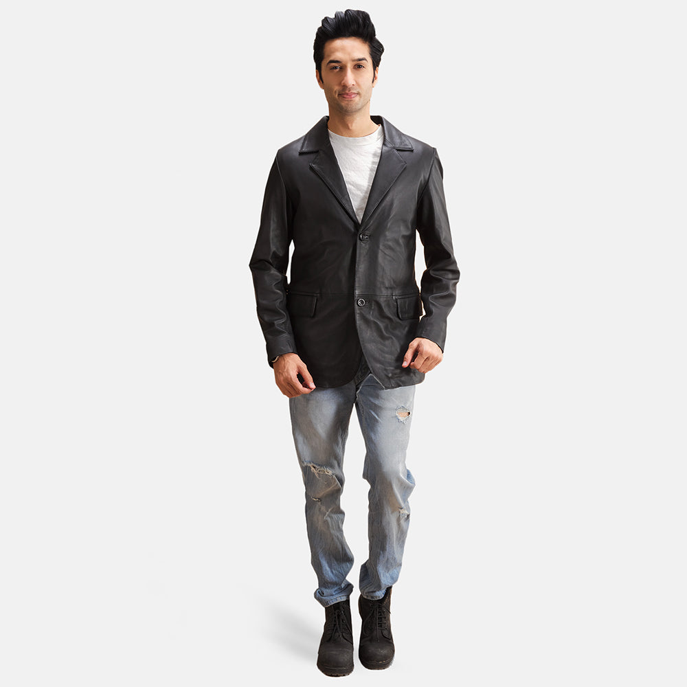 Alyson Black Sheepskin Leather Blazer