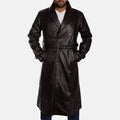 Hooligan Black Cowhide Leather Trench Coat