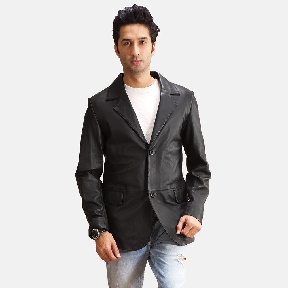 Alyson Black Sheepskin Leather Blazer
