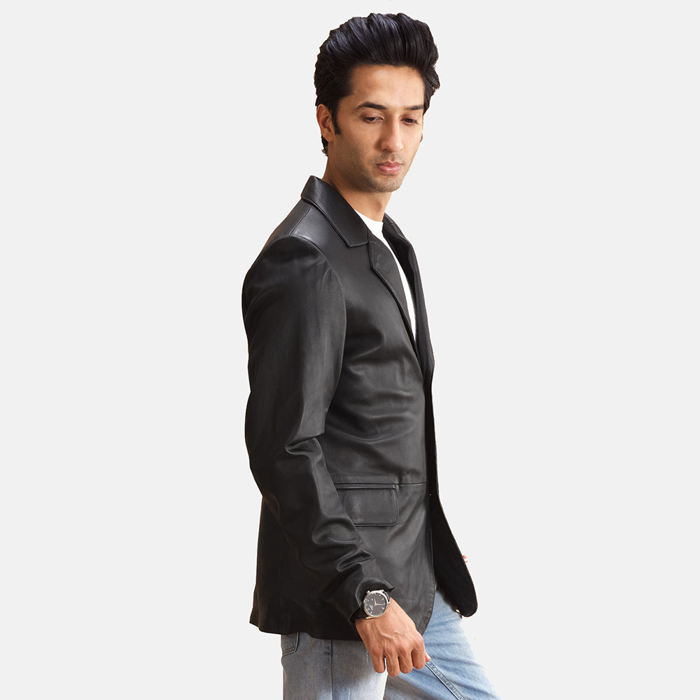 Alyson Black Sheepskin Leather Blazer