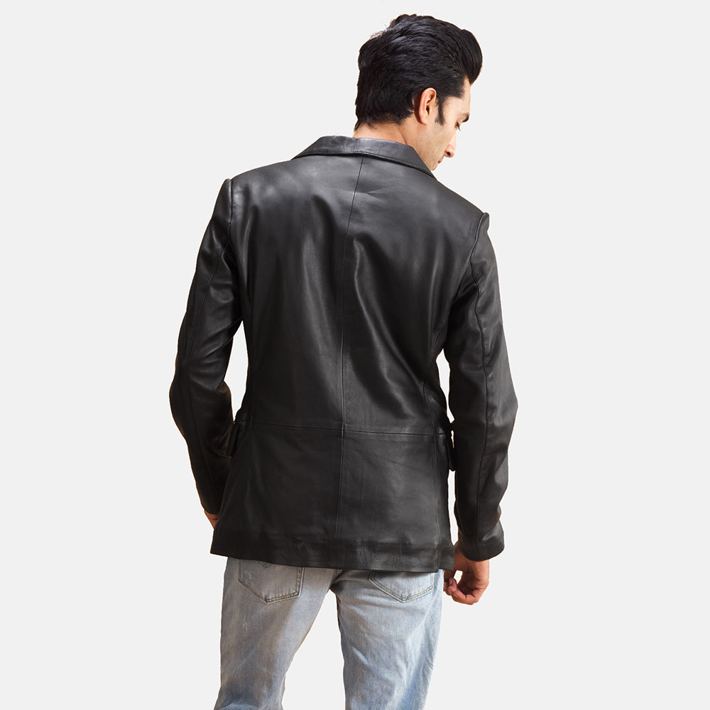 Alyson Black Sheepskin Leather Blazer