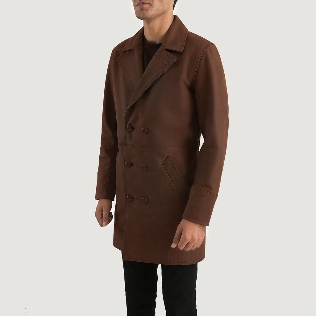 Half Life Distressed Brown Cowhide Leather Coat