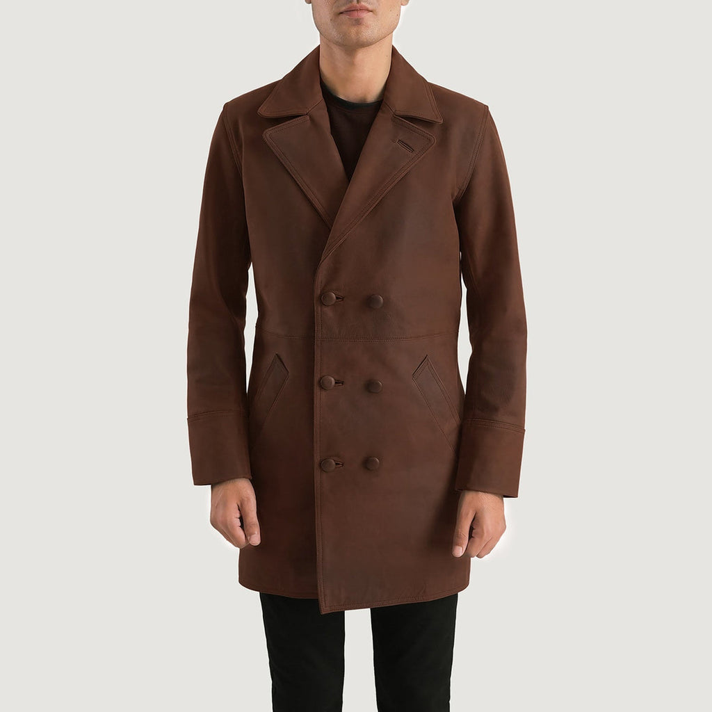 Half Life Distressed Brown Cowhide Leather Coat