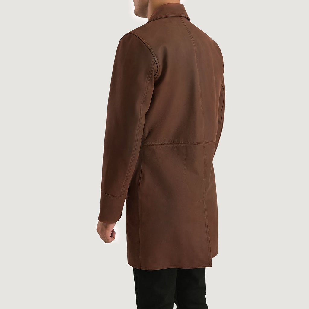 Half Life Distressed Brown Cowhide Leather Coat