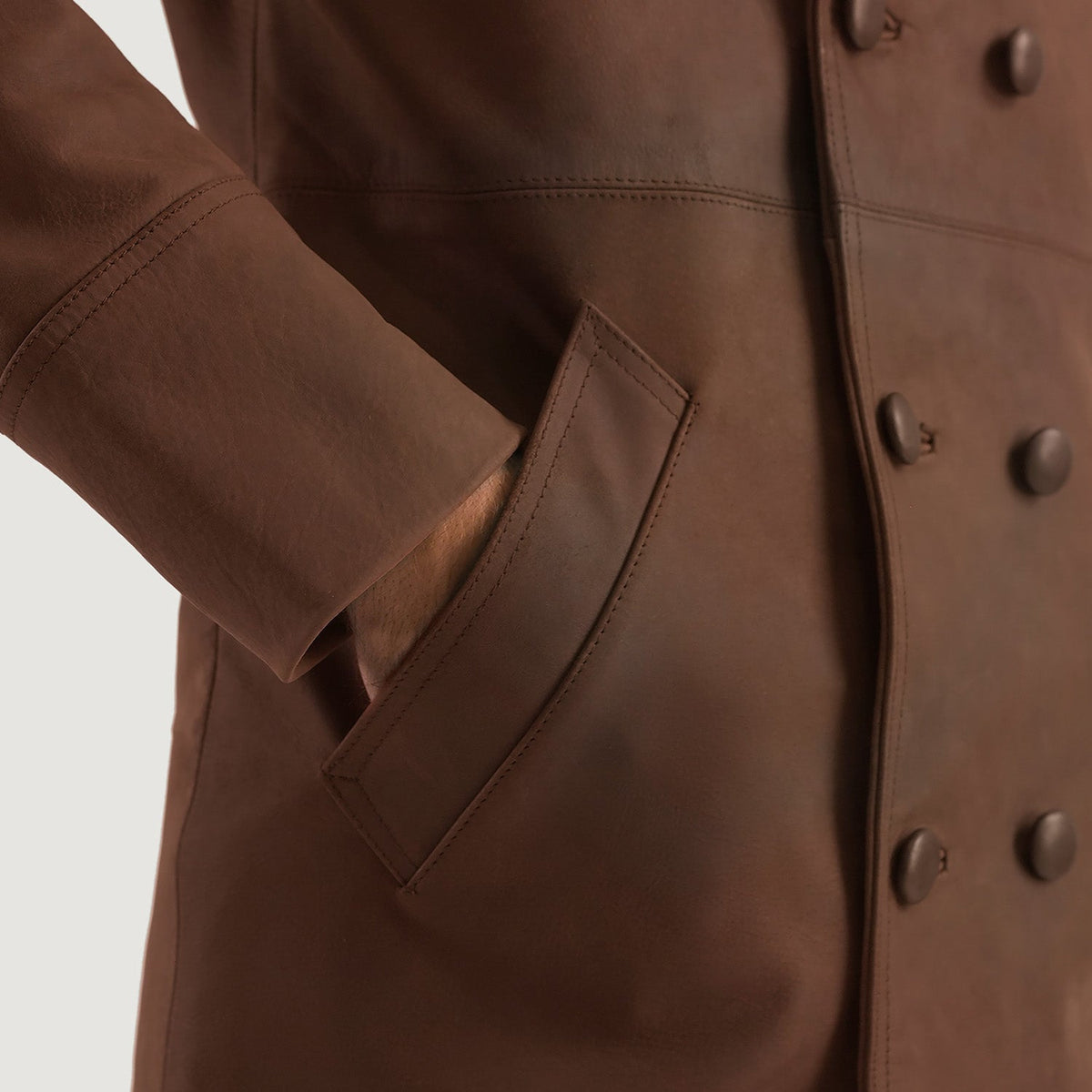 Half Life Distressed Brown Cowhide Leather Coat