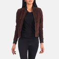 Bliss Brown Goatskin Suede Bomber Jacket