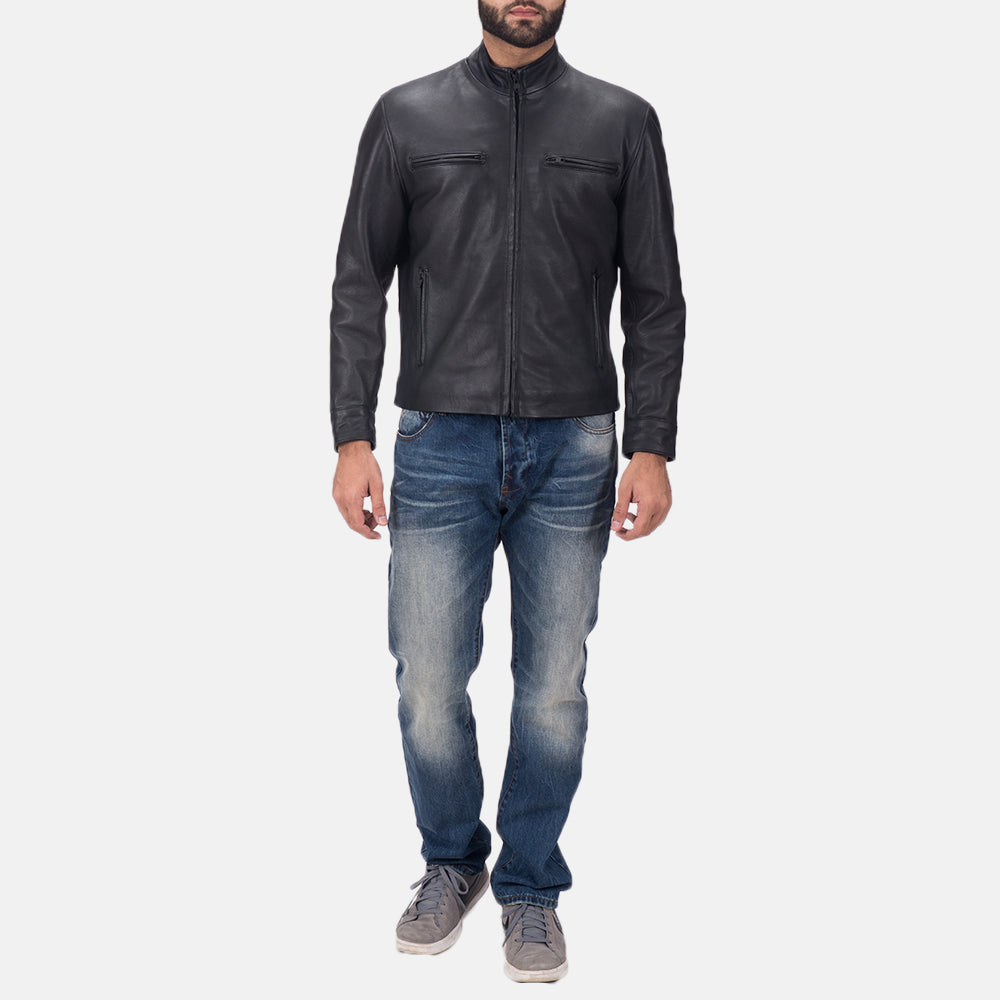 Austere Matte Black Calfskin Biker Jacket