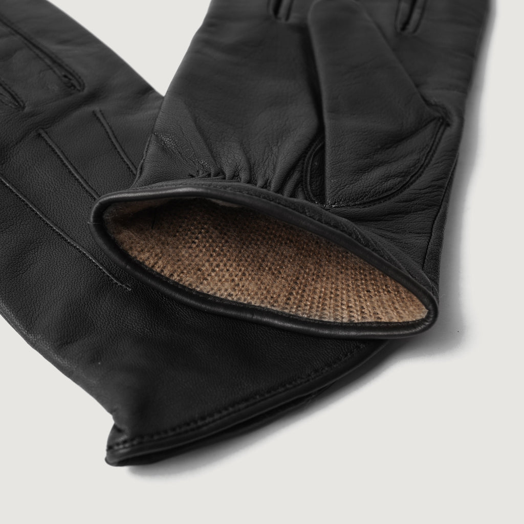 Ralph Black Full Grain Leather Dress Gloves