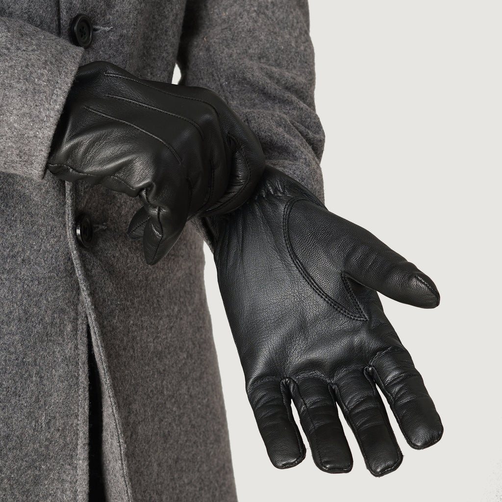 Ralph Black Full Grain Leather Dress Gloves