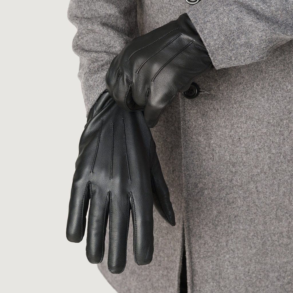 Ralph Black Full Grain Leather Dress Gloves