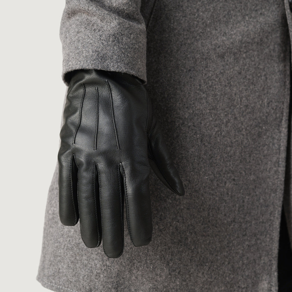 Ralph Black Full Grain Leather Dress Gloves