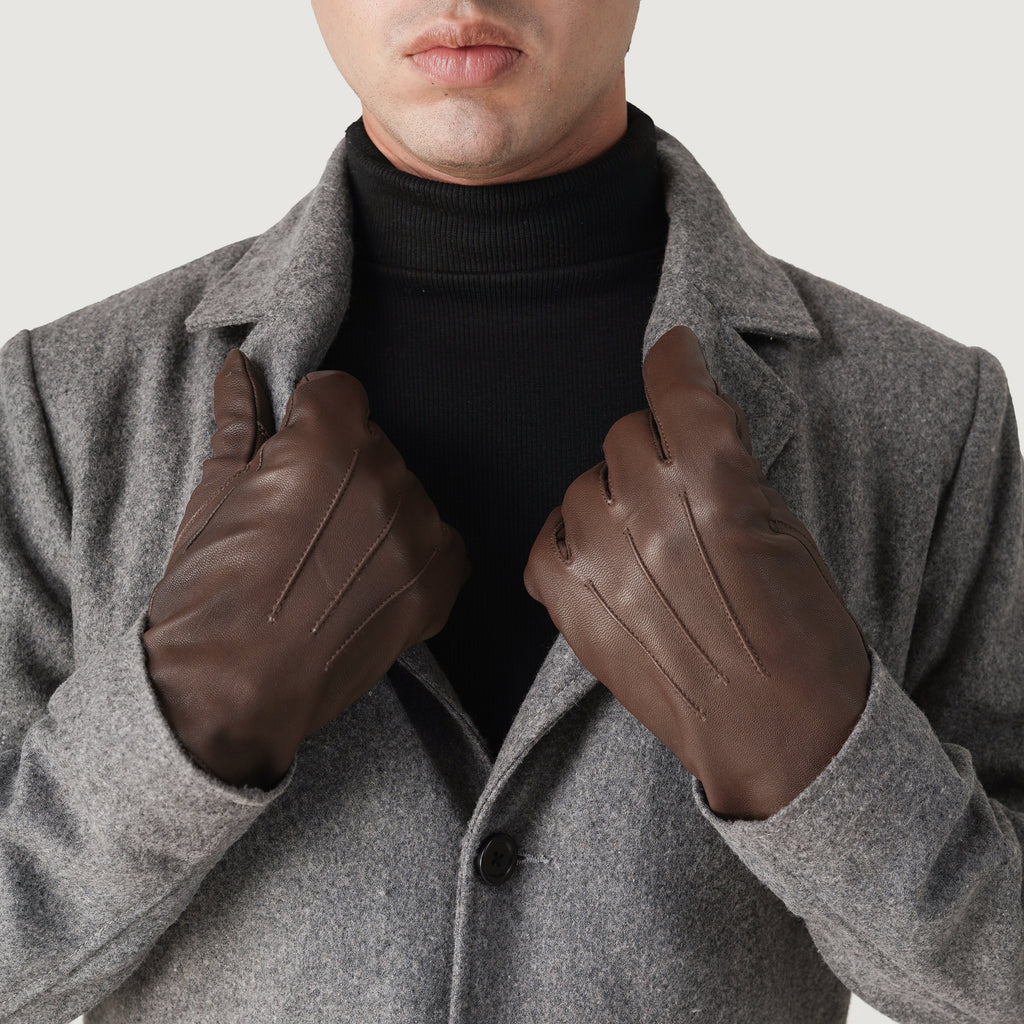 Ralph Brown Full Grain Leather Dress Gloves