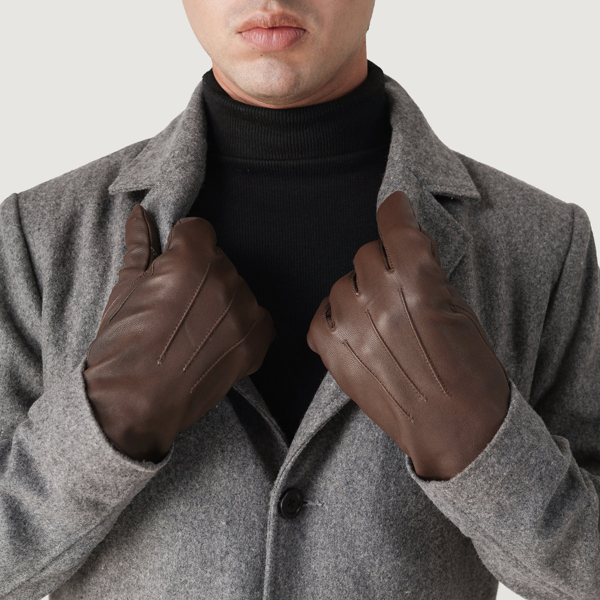 Ralph Brown Full Grain Leather Dress Gloves