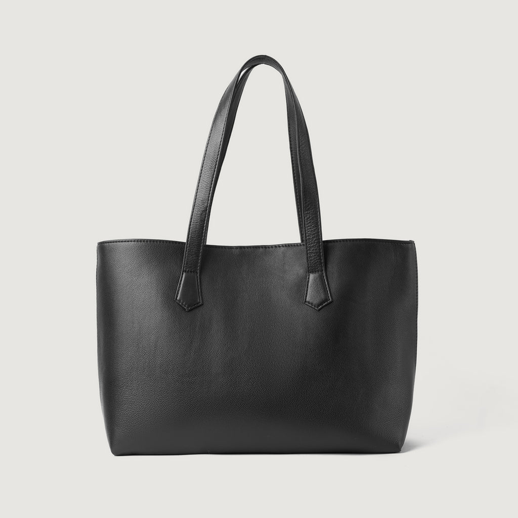 The Bianca Leather Tote Bag in Black