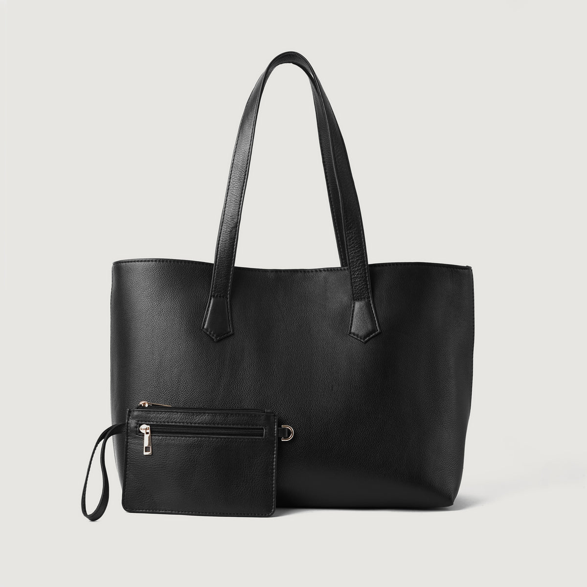 The Bianca Leather Tote Bag in Black