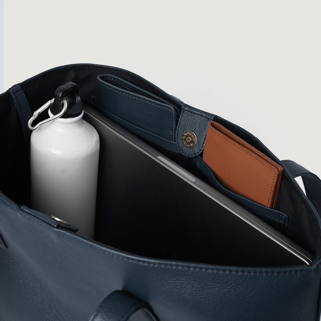 The Bianca Blue Full Grain Leather Tote Bag