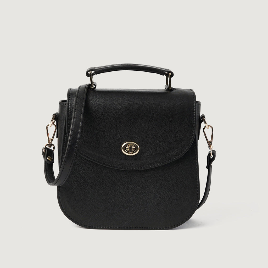 The Sandra Black Leather Saddle Bag