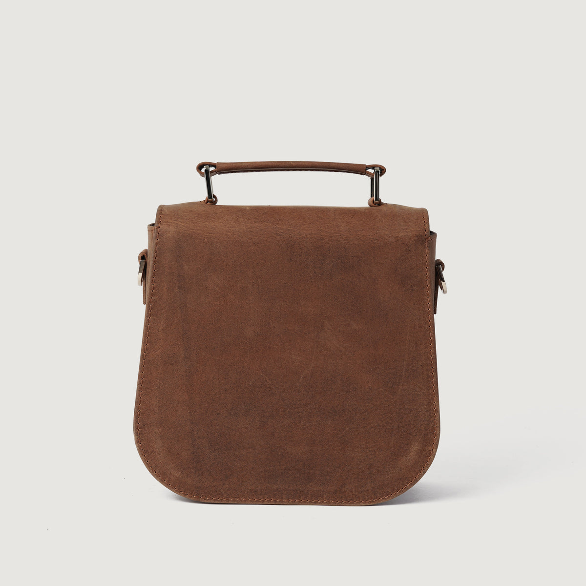 The Sandra Vintage Tan Milled Leather Saddle Bag