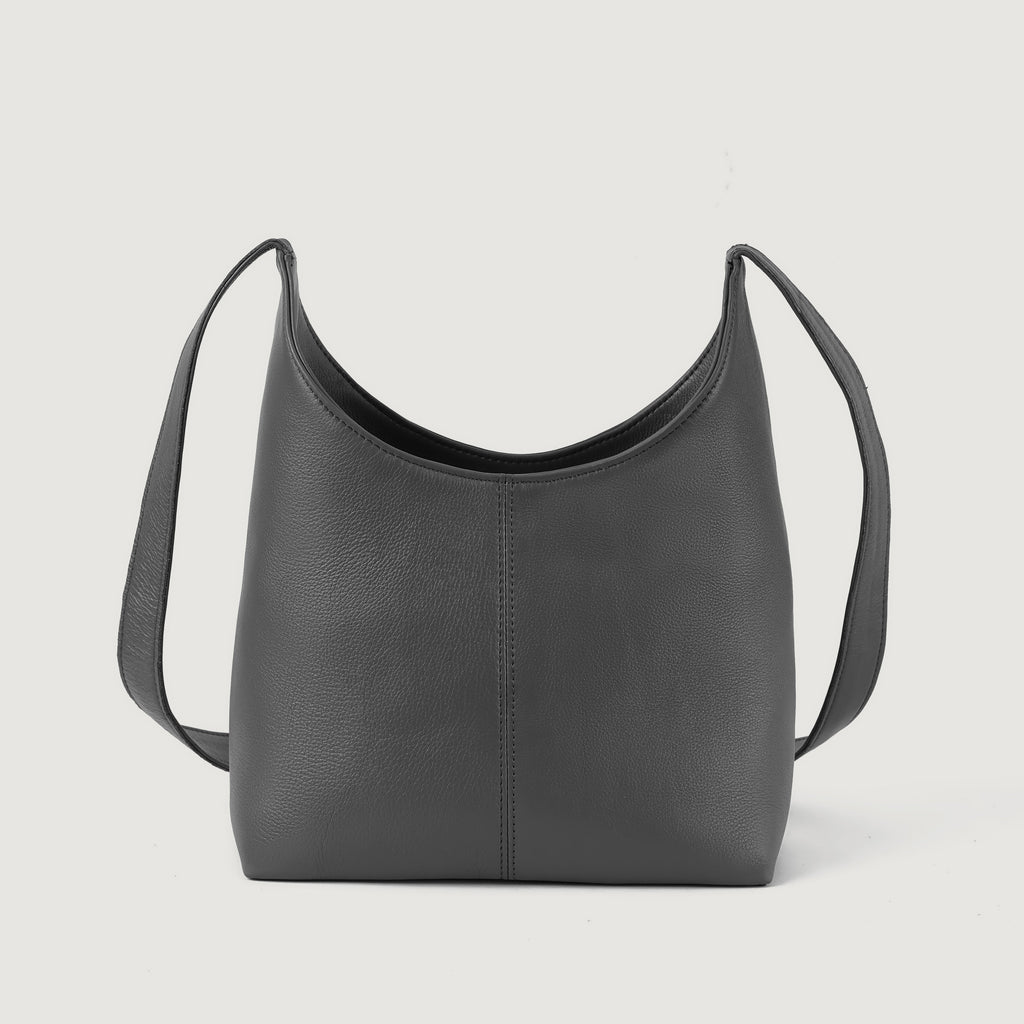 The Stefani Grey Cowhide Leather Hobo Bag