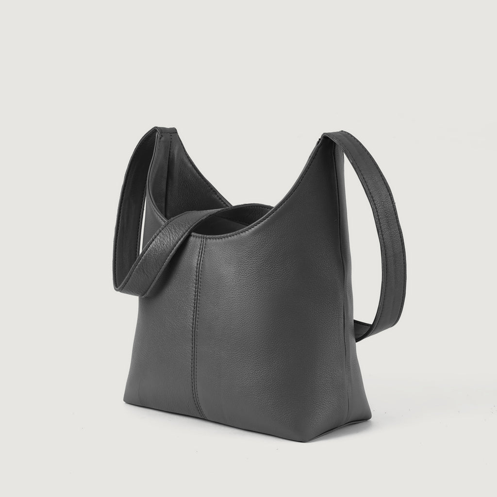 The Stefani Grey Cowhide Leather Hobo Bag