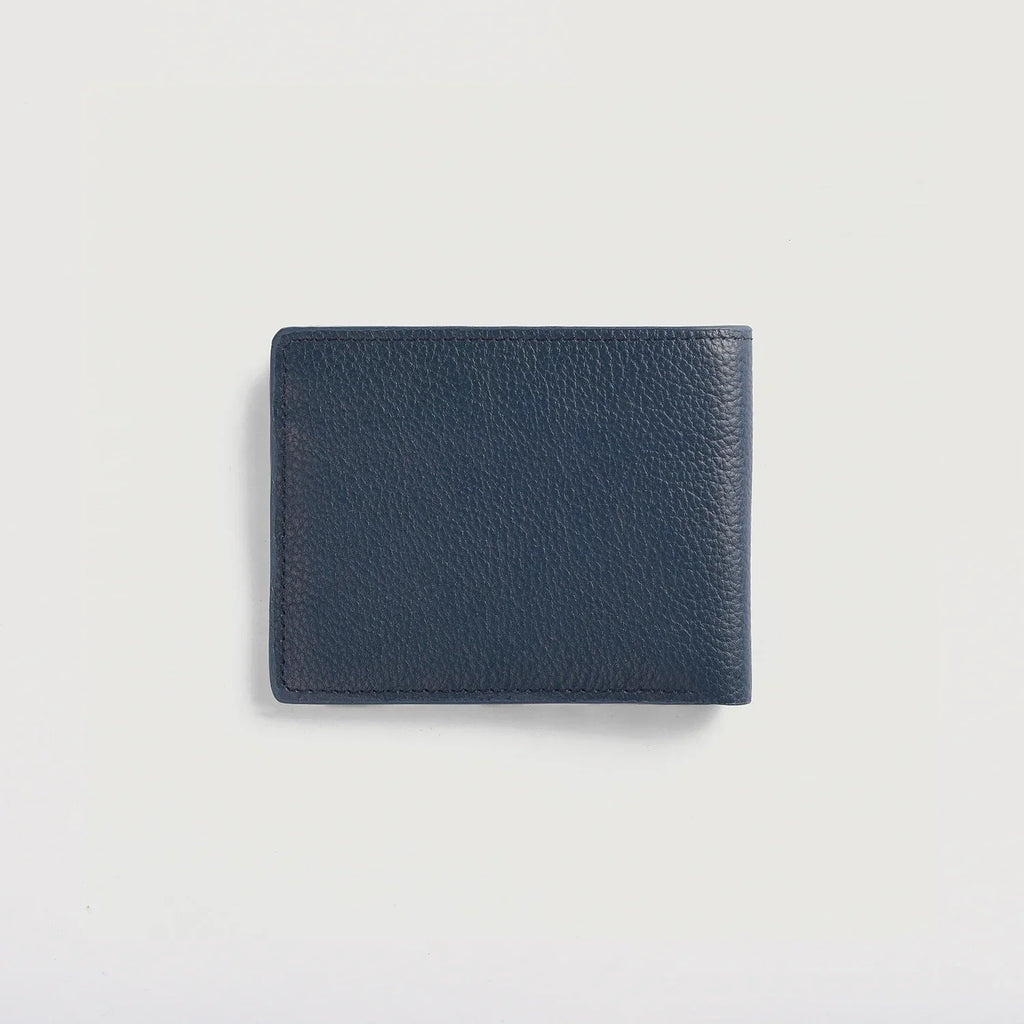 Voren Blue Full Grain Leather Bifold Wallet