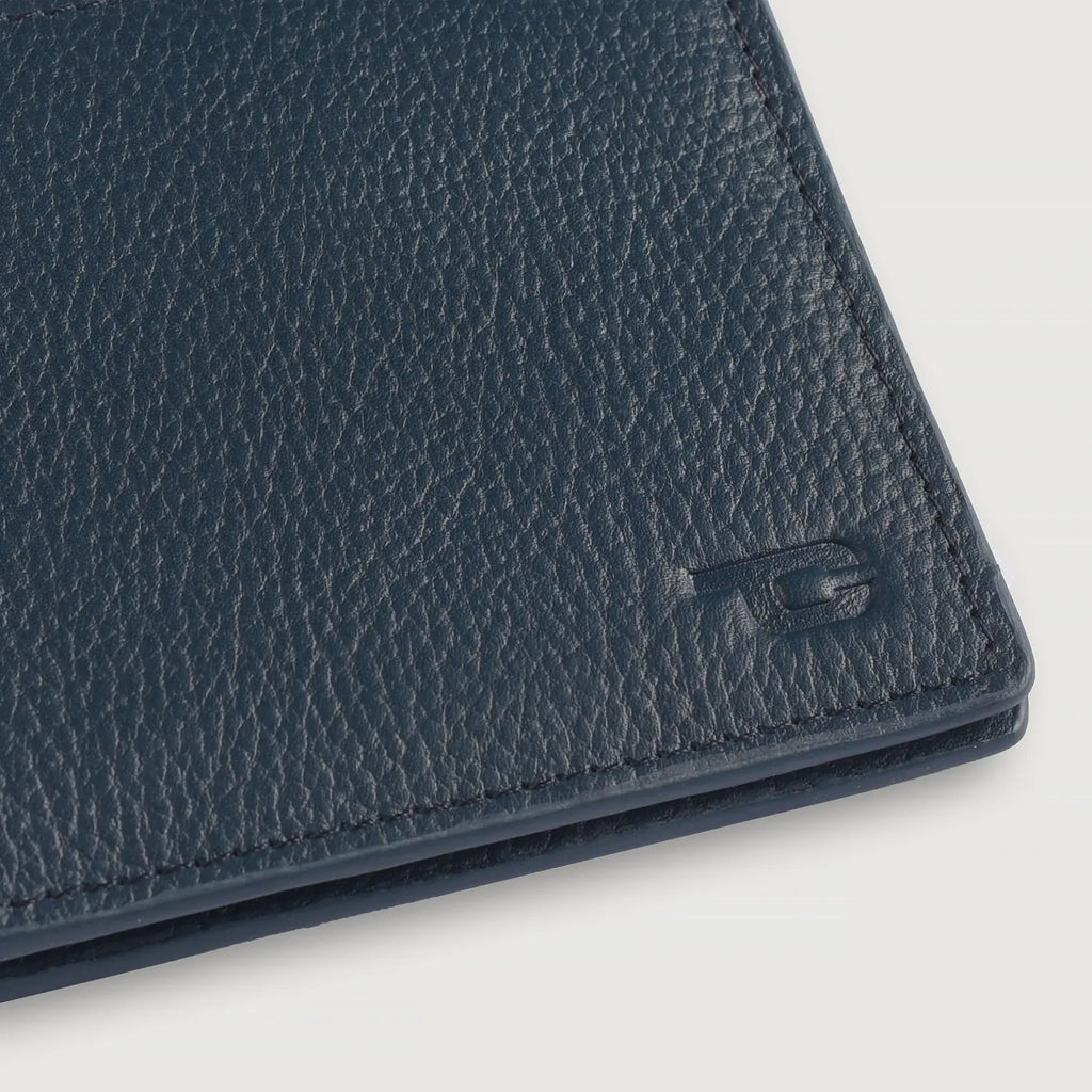 Voren Blue Full Grain Leather Bifold Wallet