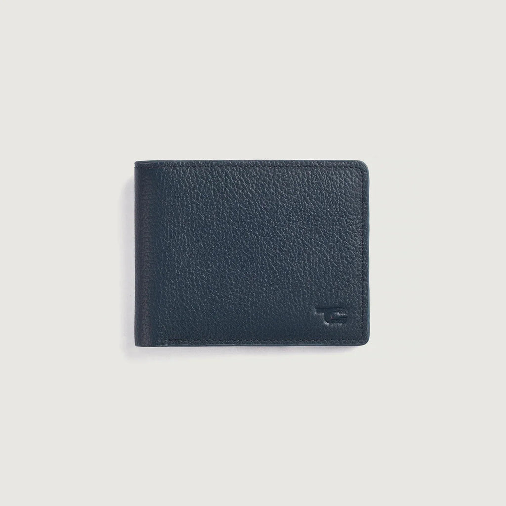 Voren Blue Full Grain Leather Bifold Wallet