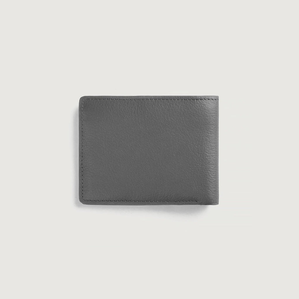 Voren Grey Full Grain Leather Bifold Wallet