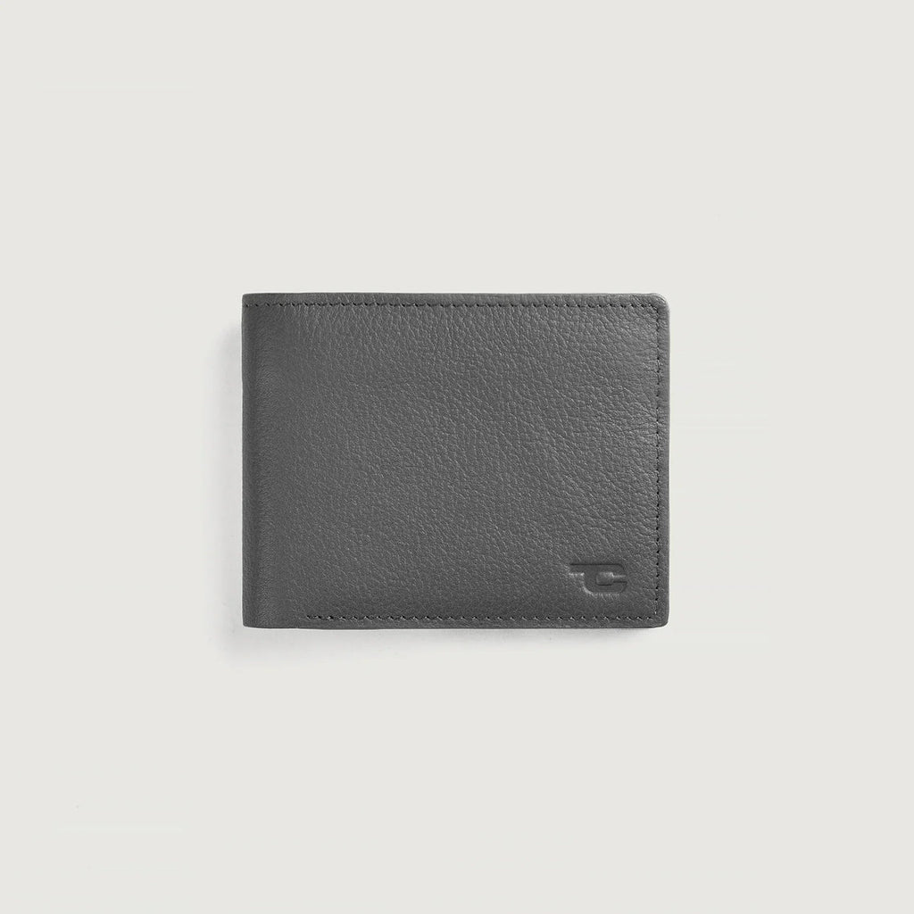 Voren Grey Full Grain Leather Bifold Wallet
