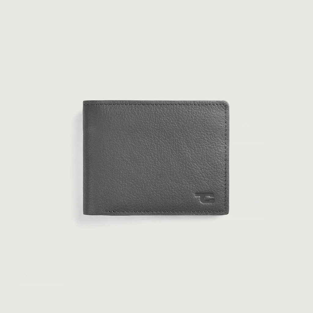 Voren Grey Full Grain Leather Bifold Wallet