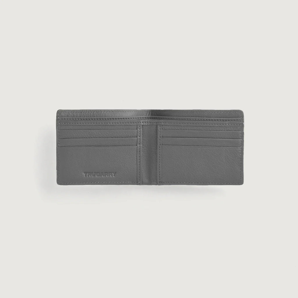 Voren Grey Full Grain Leather Bifold Wallet